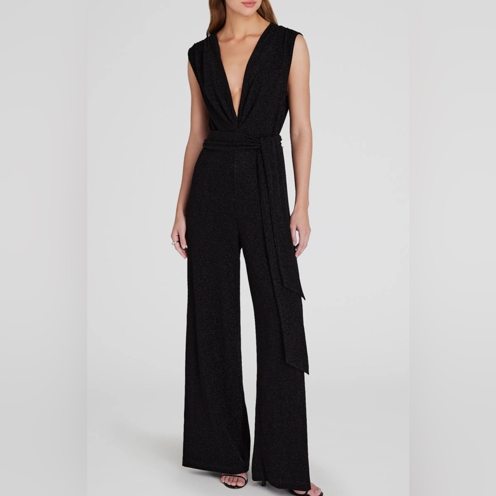 NWT Club Monaco Metallic Lurex  Knit Jumpsuit Black, size S